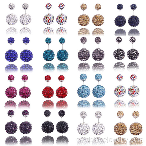 Multi colores doble cara Shamballa joyas pendiente para las mujeres